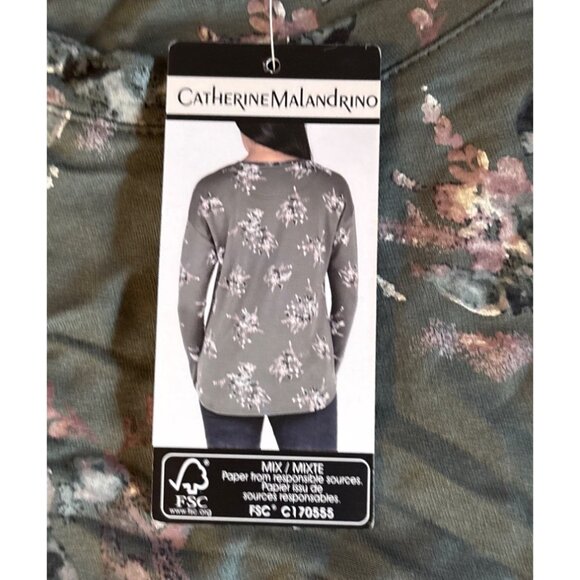 Catherine Malandrino Shirt Size L Womens Long Sleeve Floral Print Top - Picture 4 of 7